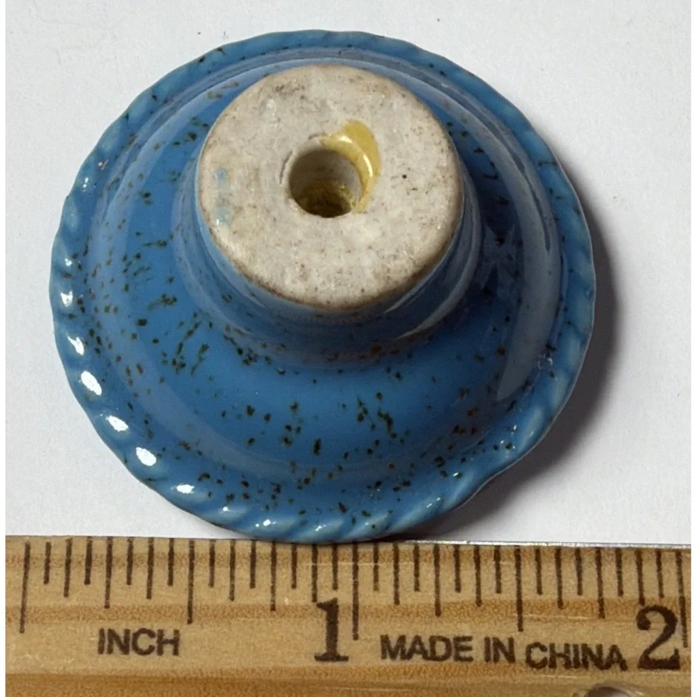 559~ Vintage Salvaged Blue With Speckle Porcelain Drawer Knob Pull 1.75